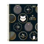 CADERNO ESPIRAL CAPA DURA COLEGIAL 1 MATERIA PURRFECT CATS 80F